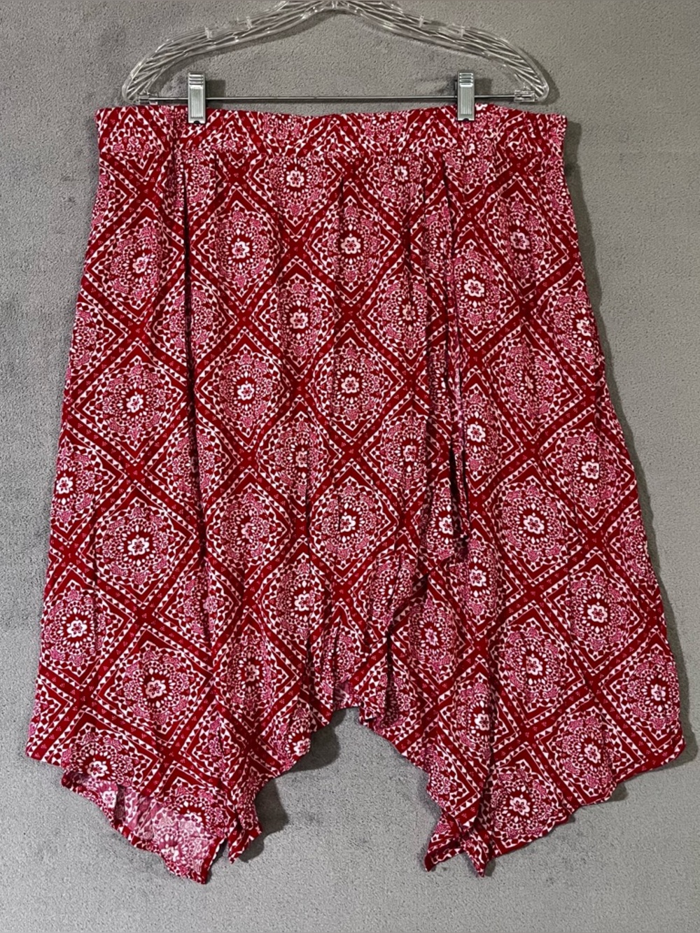 Vtg Y2K Faded Glory Red Bandana-Print midi Skirt Womens Plus XXL (20)
